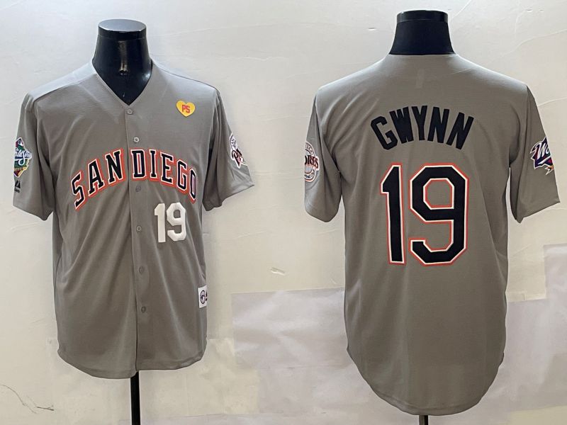 Men San Diego Padres #19 Gwynn Grey Throwback Game 2025 Nike MLB Jersey style 31211->san diego padres->MLB Jersey